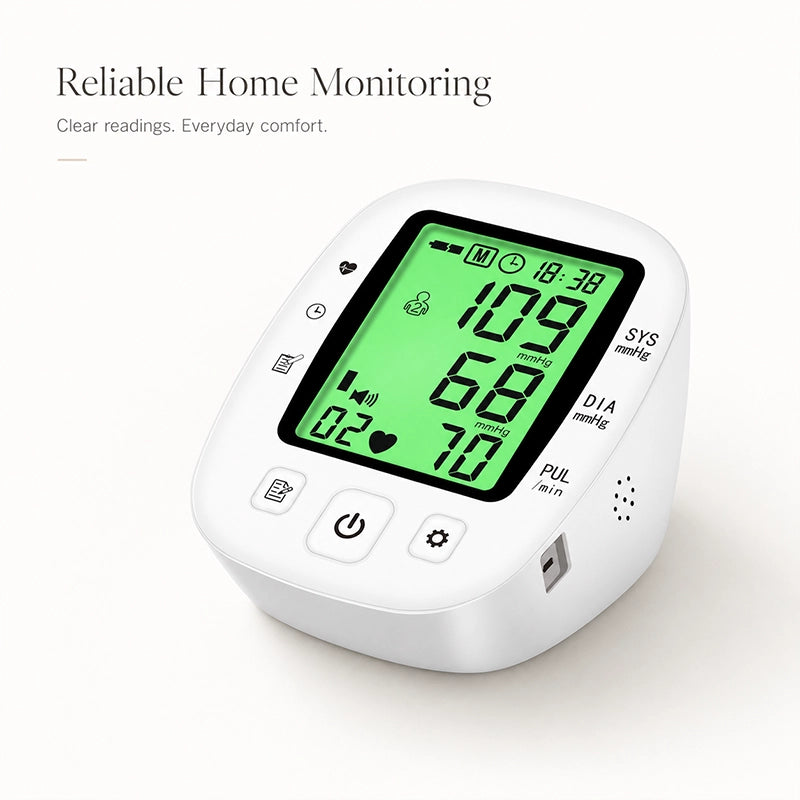 Ningbosc BA-F01 Upper Arm Blood Pressure Monitor with Large Backlit Display, Voice Guidance & Dual-User Memory