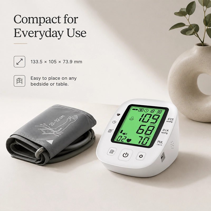 Ningbosc BA-F01 Upper Arm Blood Pressure Monitor with Large Backlit Display, Voice Guidance & Dual-User Memory