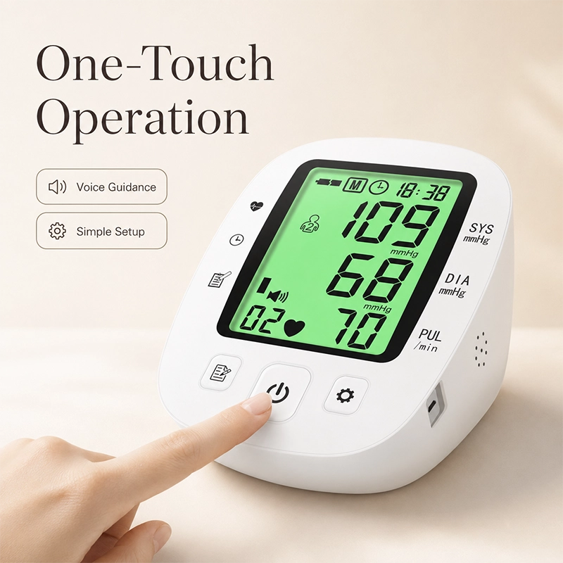 Ningbosc BA-F01 Upper Arm Blood Pressure Monitor with Large Backlit Display, Voice Guidance & Dual-User Memory