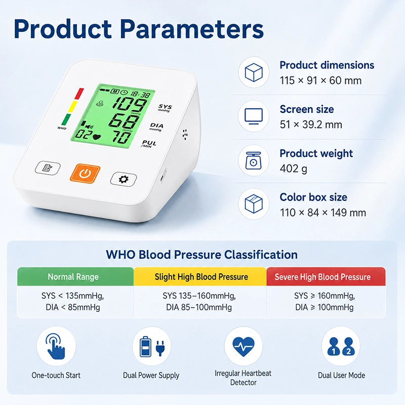 Ningbosc BA-E02 Upper Arm Blood Pressure Monitor with Large Display & Dual-User Memory