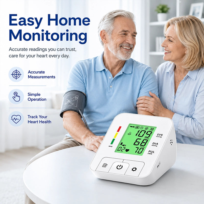 Ningbosc BA-E03 Upper Arm Blood Pressure Monitor with Large Display, Dual-User Memory & One-Touch Operation