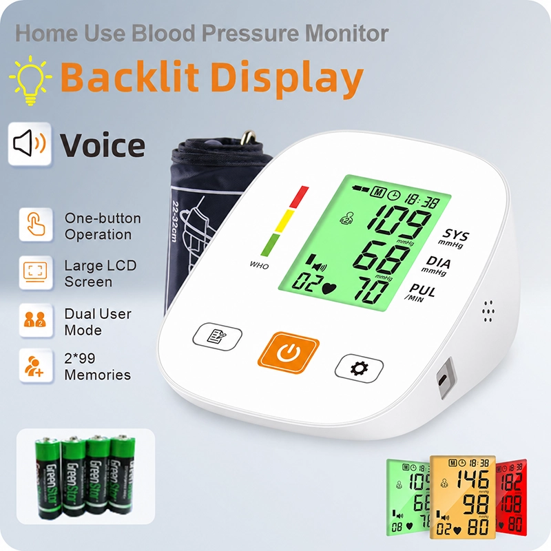 BA-F03 Automatic Blood Pressure Monitor with 3-Color Backlight