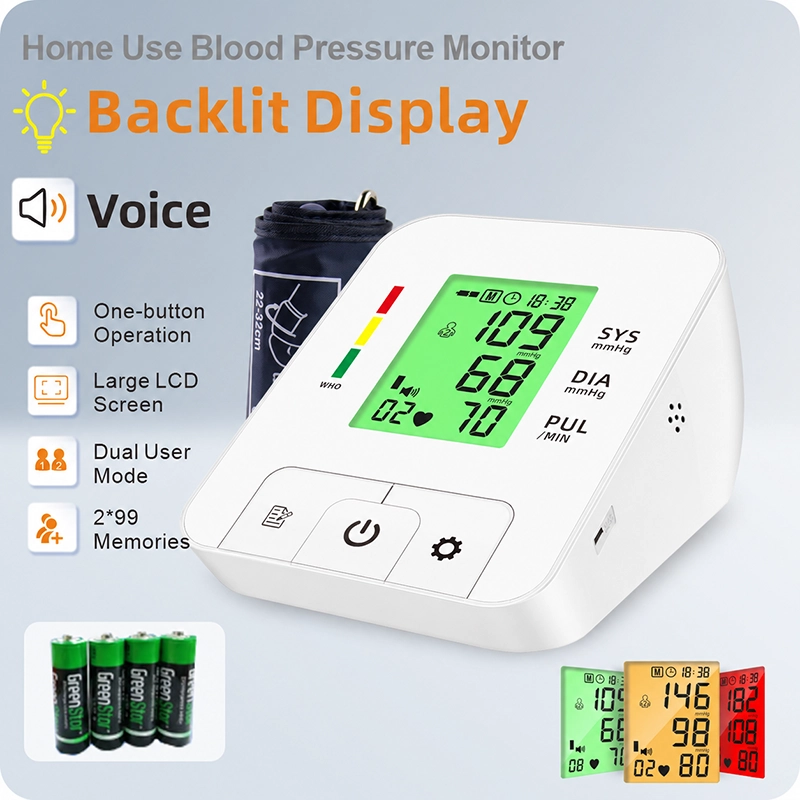 Ningbosc BA-E03 Upper Arm Blood Pressure Monitor with Large Display, Dual-User Memory & One-Touch Operation