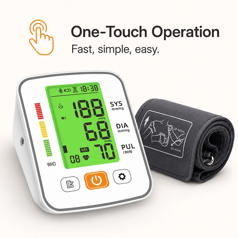 Ningbosc BA-C01 Upper Arm Blood Pressure Monitor – Large Display, Dual-User Memory & One-Touch Operation