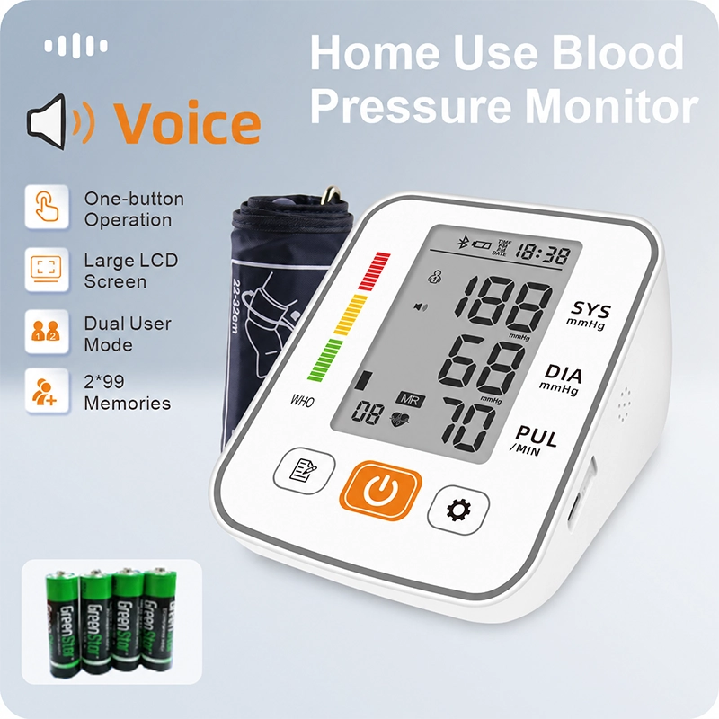 Ningbosc BA-C01 Upper Arm Blood Pressure Monitor – Large Display, Dual-User Memory & One-Touch Operation