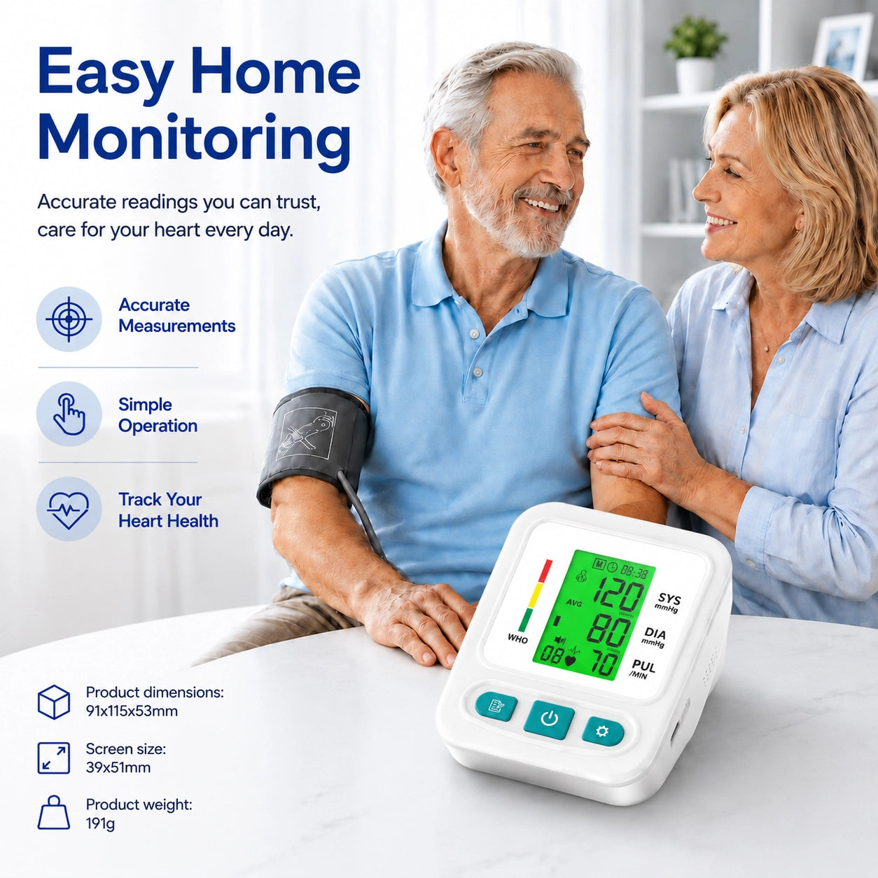 LP16D Large Screen Blood Pressure Monitor - 3 Color Display