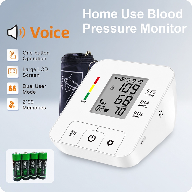 Ningbosc BA-E03 Upper Arm Blood Pressure Monitor with Large Display, Dual-User Memory & One-Touch Operation