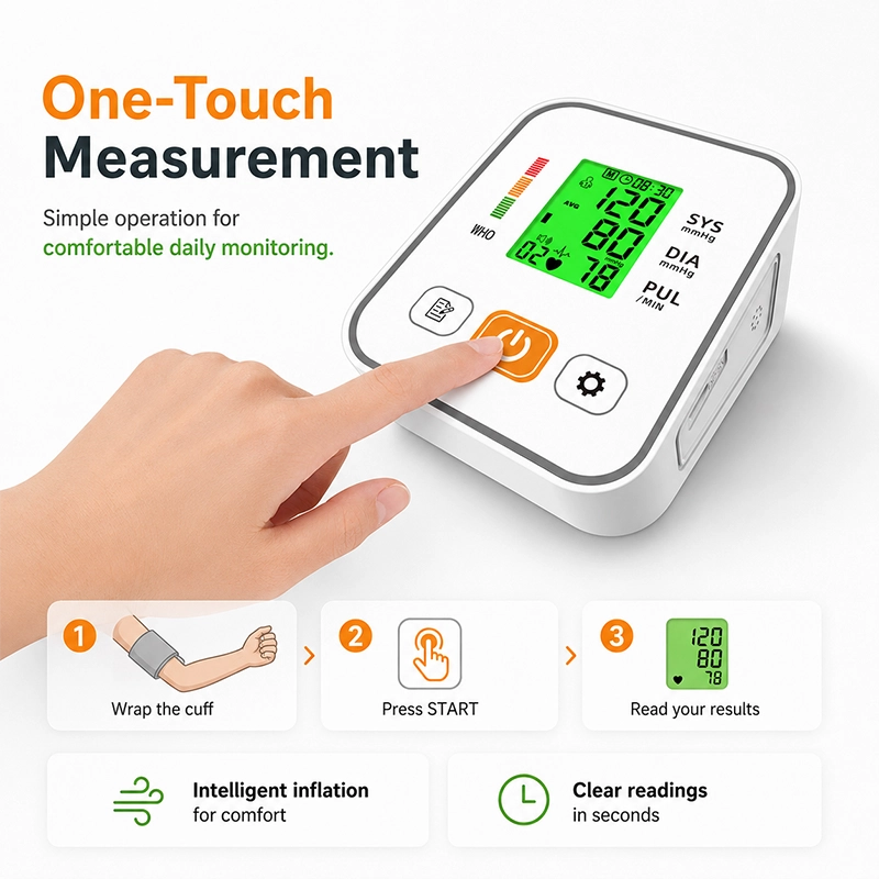 Ningbosc BA-B01 Upper Arm Blood Pressure Monitor with Backlit Display, Voice Guidance & Dual-User Memory