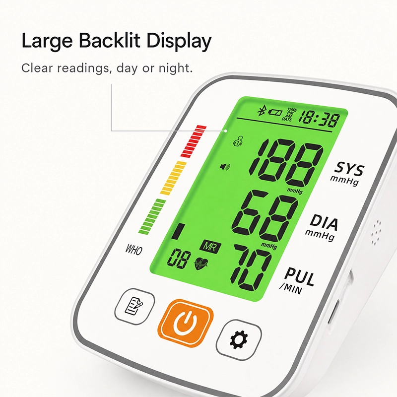 Ningbosc BA-C01 Upper Arm Blood Pressure Monitor – Large Display, Dual-User Memory & One-Touch Operation