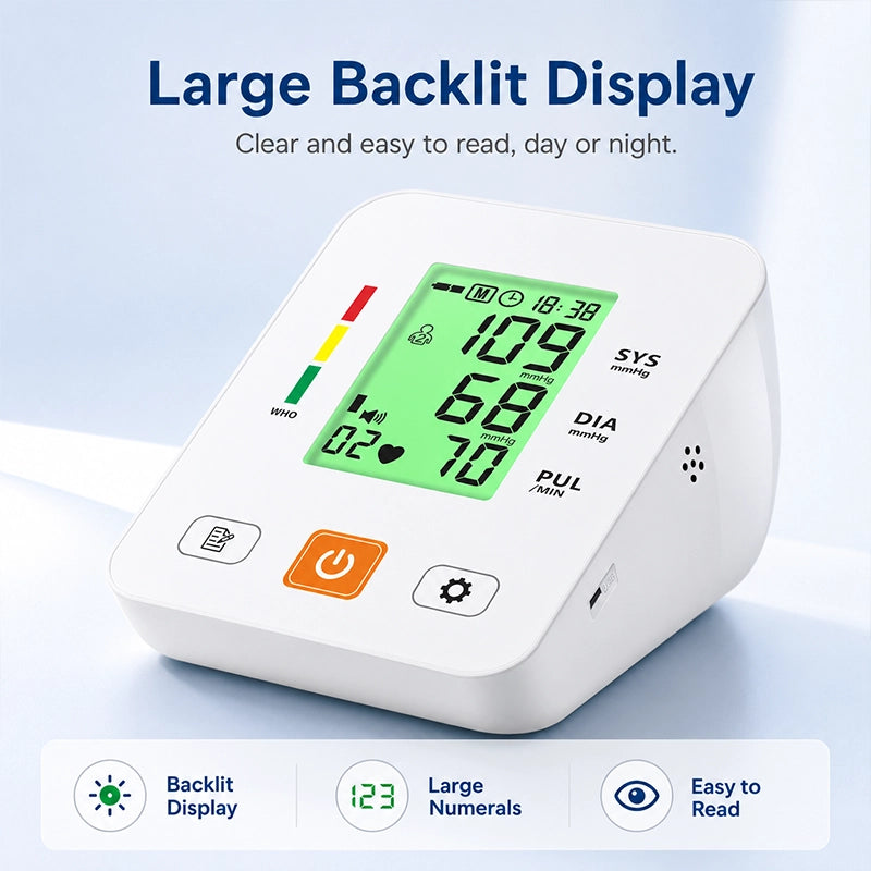Ningbosc BA-E02 Upper Arm Blood Pressure Monitor with Large Display & Dual-User Memory