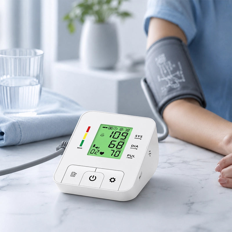 Ningbosc BA-E03 Upper Arm Blood Pressure Monitor with Large Display, Dual-User Memory & One-Touch Operation
