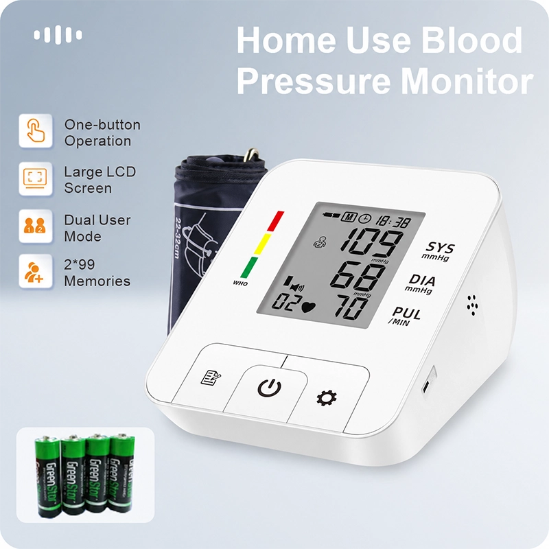 Ningbosc BA-E03 Upper Arm Blood Pressure Monitor with Large Display, Dual-User Memory & One-Touch Operation