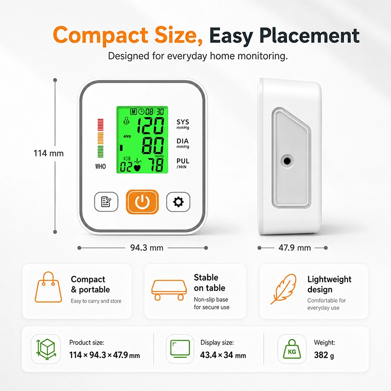 Ningbosc BA-B01 Upper Arm Blood Pressure Monitor with Backlit Display, Voice Guidance & Dual-User Memory