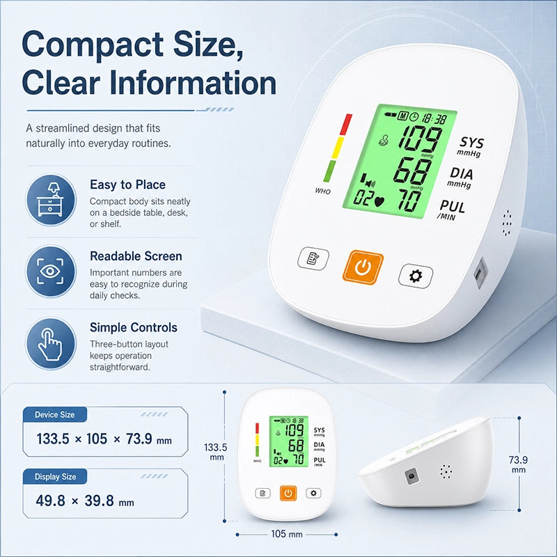 Ningbosc BA-F02 Upper Arm Blood Pressure Monitor with Large Display, Dual-User Memory & Voice Guidance