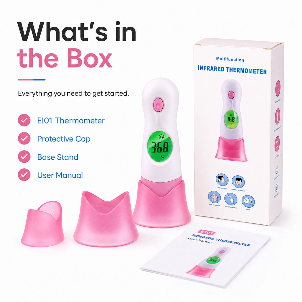 EI01 Digital Ear Thermometer for Babies & Family | 3-Color Backlight