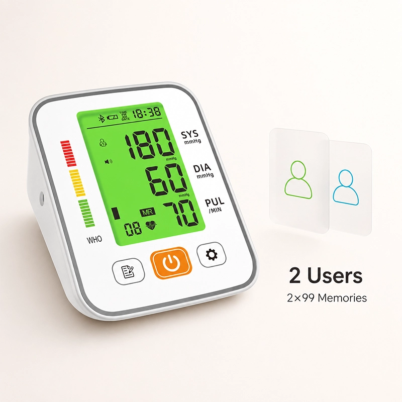 Ningbosc BA-C01 Upper Arm Blood Pressure Monitor – Large Display, Dual-User Memory & One-Touch Operation