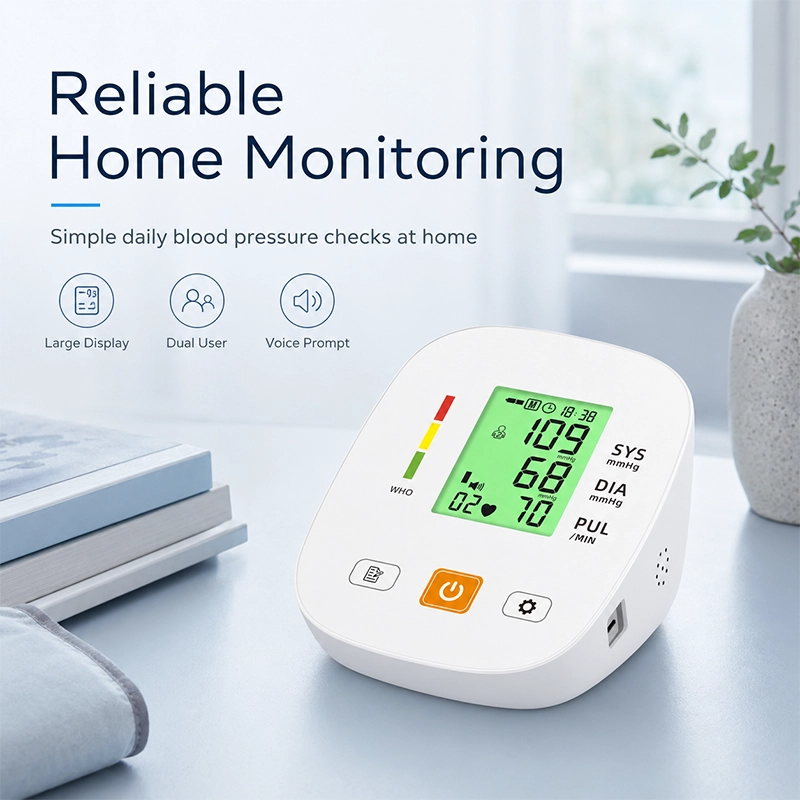 Ningbosc BA-F02 Upper Arm Blood Pressure Monitor with Large Display, Dual-User Memory & Voice Guidance
