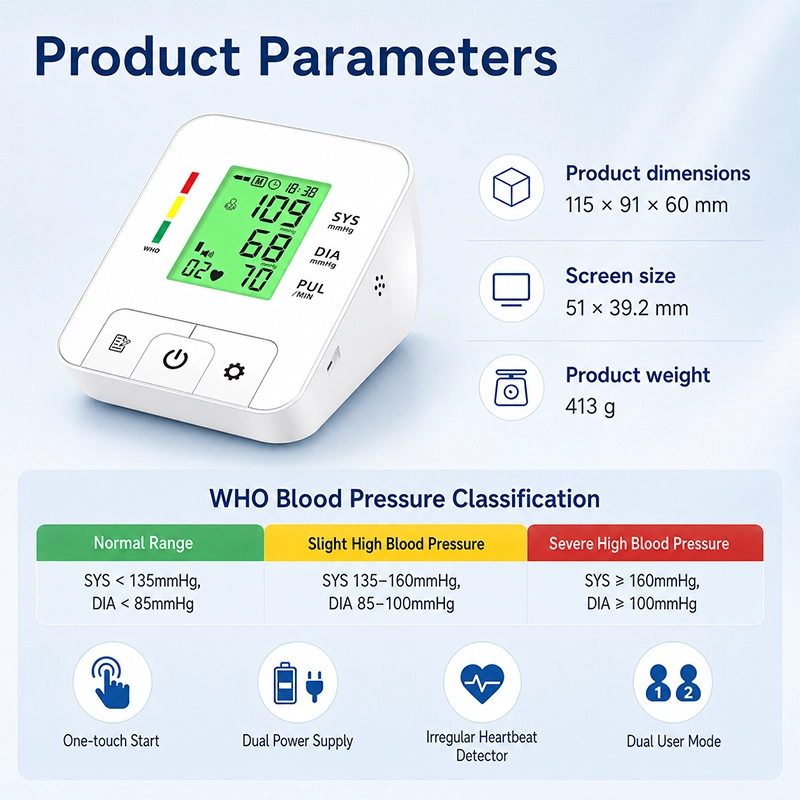 Ningbosc BA-E03 Upper Arm Blood Pressure Monitor with Large Display, Dual-User Memory & One-Touch Operation