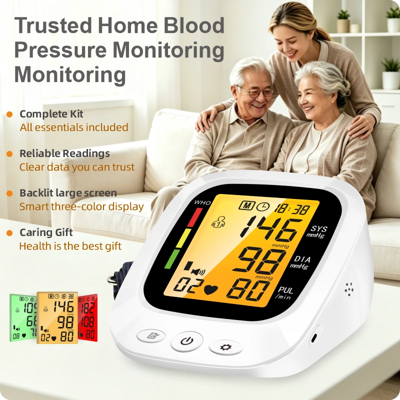 Ningbosc BA-G01 Upper Arm Blood Pressure Monitor with Large Color Display, Voice Guidance & Dual-User Memory