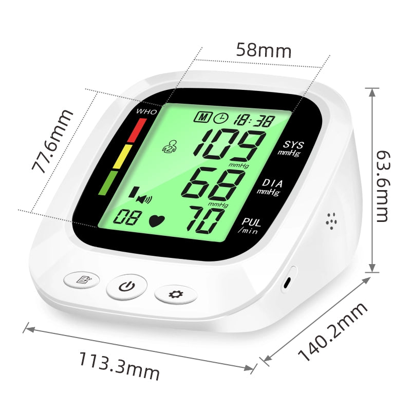 Ningbosc BA-G01 Upper Arm Blood Pressure Monitor with Large Color Display, Voice Guidance & Dual-User Memory