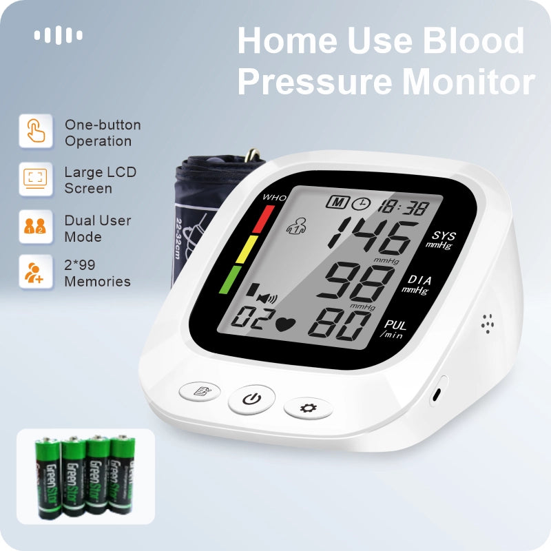 Ningbosc BA-G01 Upper Arm Blood Pressure Monitor with Large Color Display, Voice Guidance & Dual-User Memory
