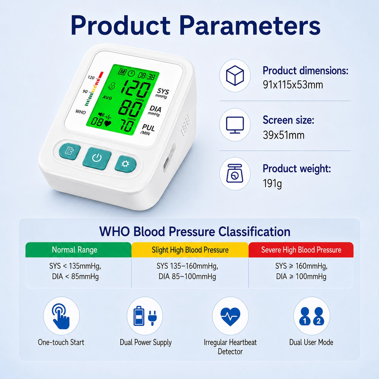 LP16D Large Screen Blood Pressure Monitor - 3 Color Display