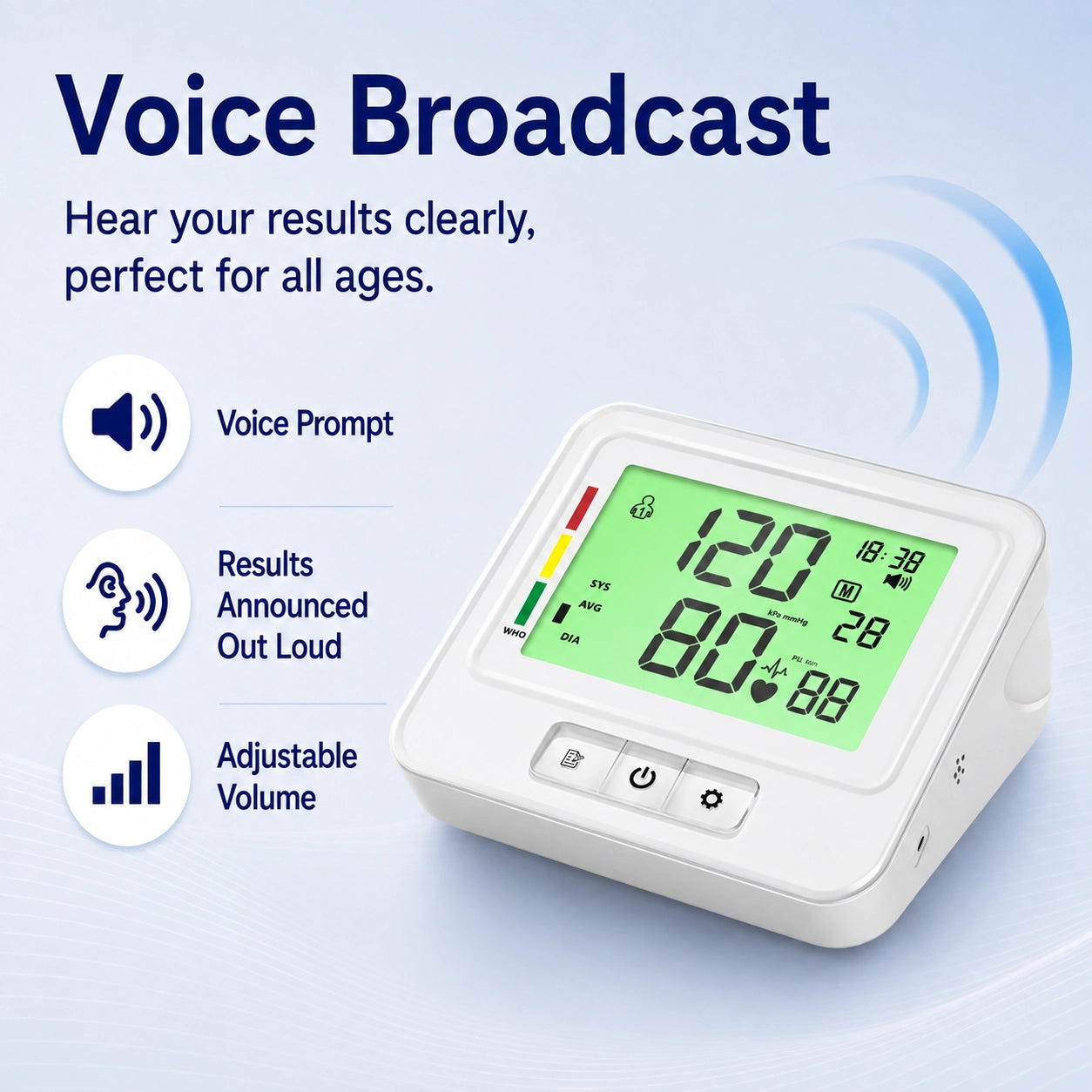 BA-J01 Extra Large Screen Blood Pressure Monitor with Voice Guide