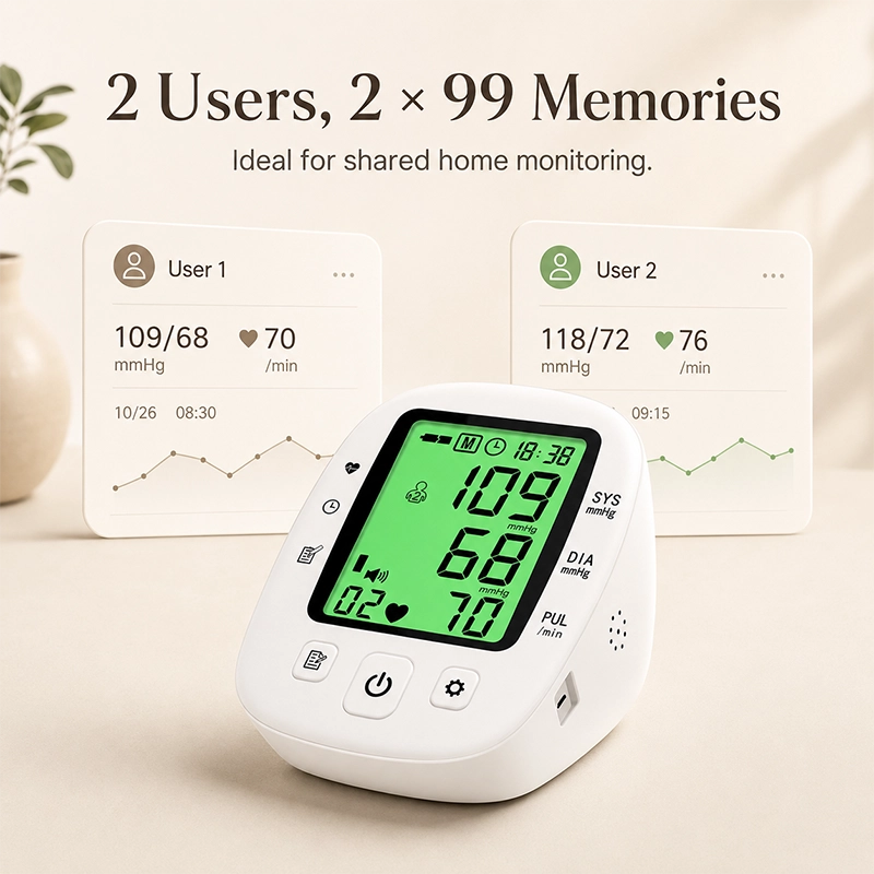 Ningbosc BA-F01 Upper Arm Blood Pressure Monitor with Large Backlit Display, Voice Guidance & Dual-User Memory