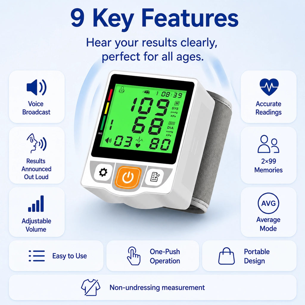 Ningbosc BB-A10 Wrist Blood Pressure Monitor with Voice Broadcast