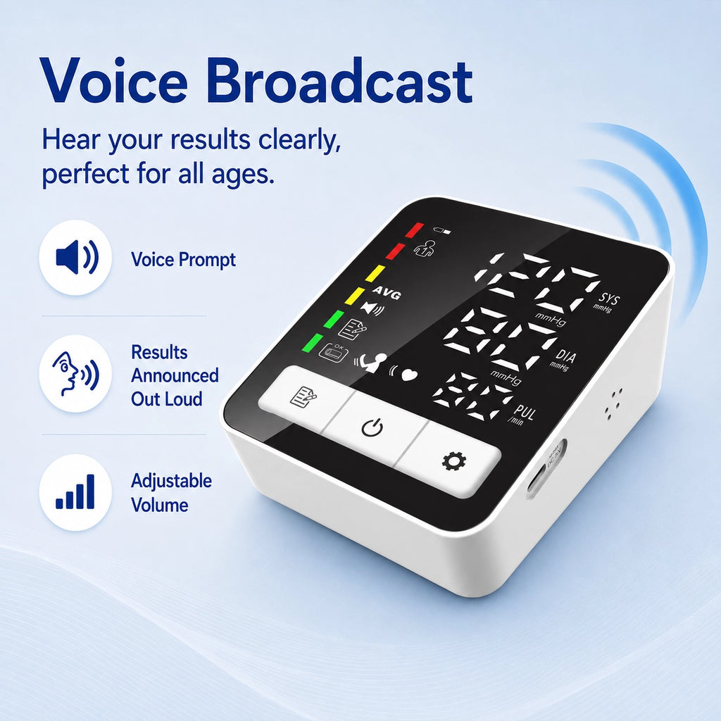 Ningbosc BA-E21 Upper Arm Blood Pressure Monitor with Large LED Display, Voice Broadcast & Dual-User Memory