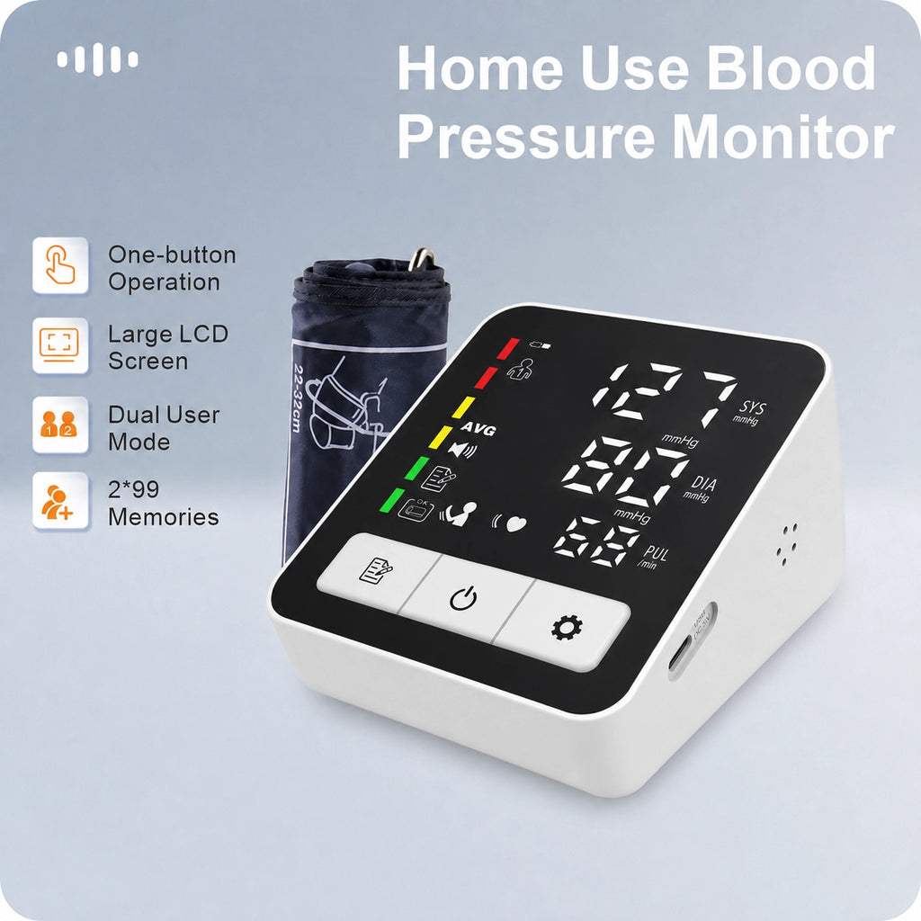 Ningbosc BA-E21 Upper Arm Blood Pressure Monitor with Large LED Display, Voice Broadcast & Dual-User Memory