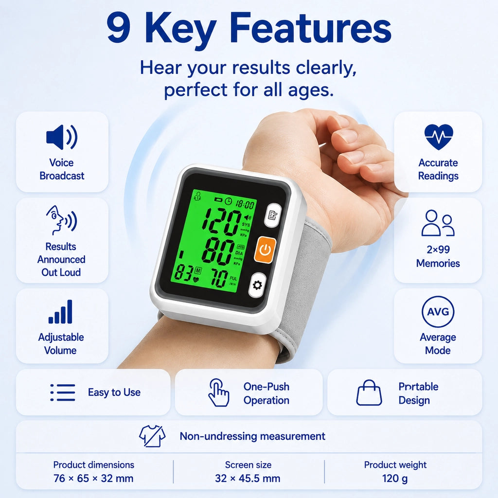 Ningbosc BB-D10 Wrist Blood Pressure Monitor with 3-Color Backlight