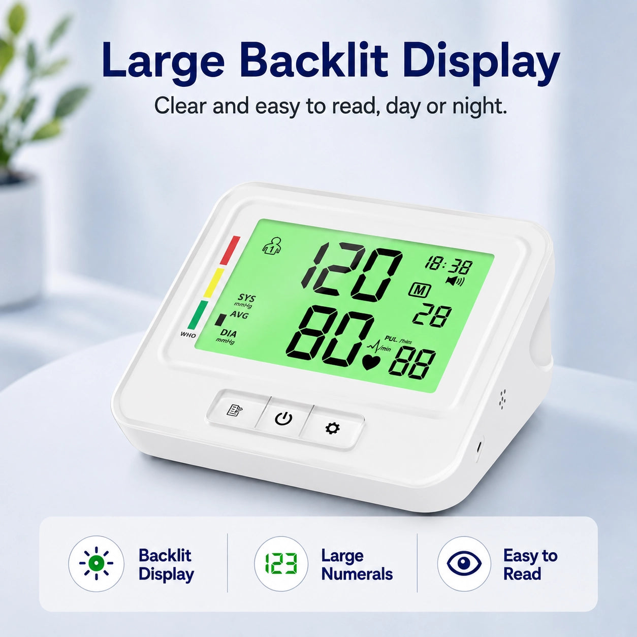 BA-J01 Extra Large Screen Blood Pressure Monitor with Voice Guide