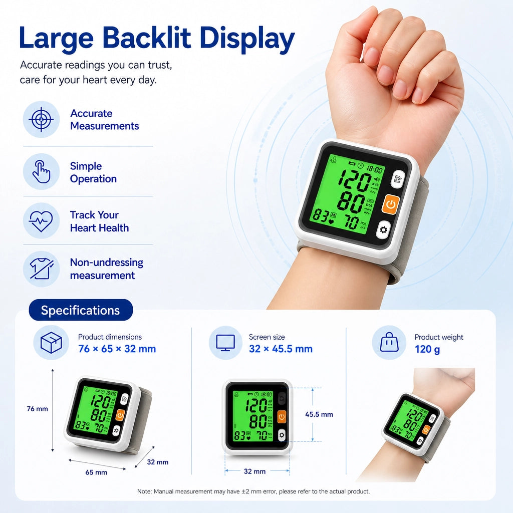 Ningbosc BB-D10 Wrist Blood Pressure Monitor with 3-Color Backlight