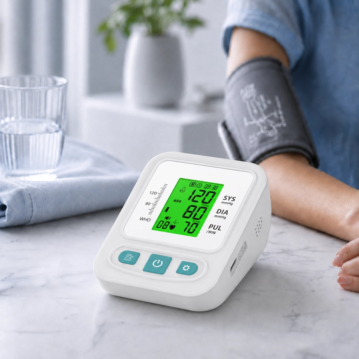 LP16C Automatic Upper Arm Blood Pressure Monitor with Voice Broadcast & Large Backlit Display
