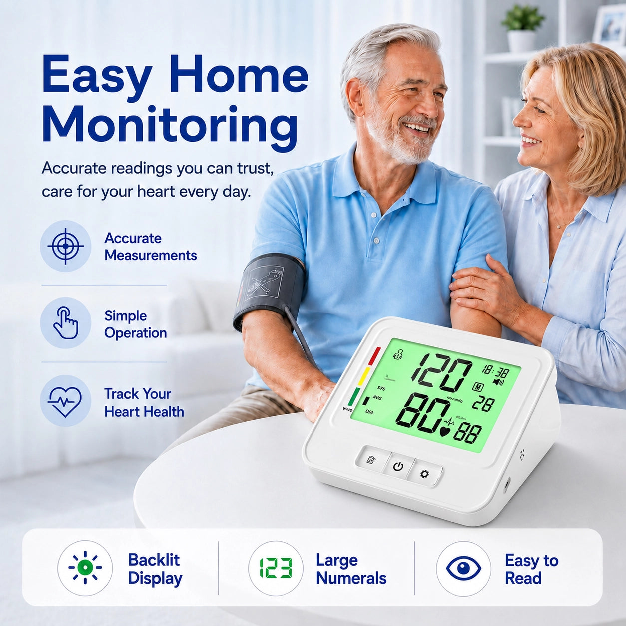 BA-J01 Extra Large Screen Blood Pressure Monitor with Voice Guide