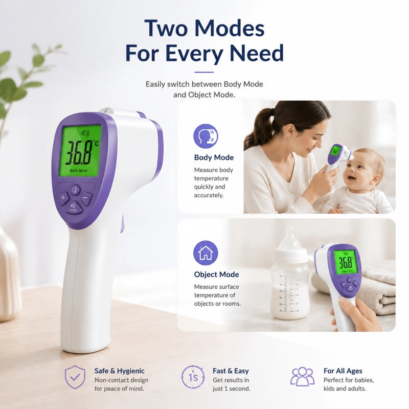 FAMILYPULSE™ 1-Second Non-Contact Smart Thermometer for Baby & Adults