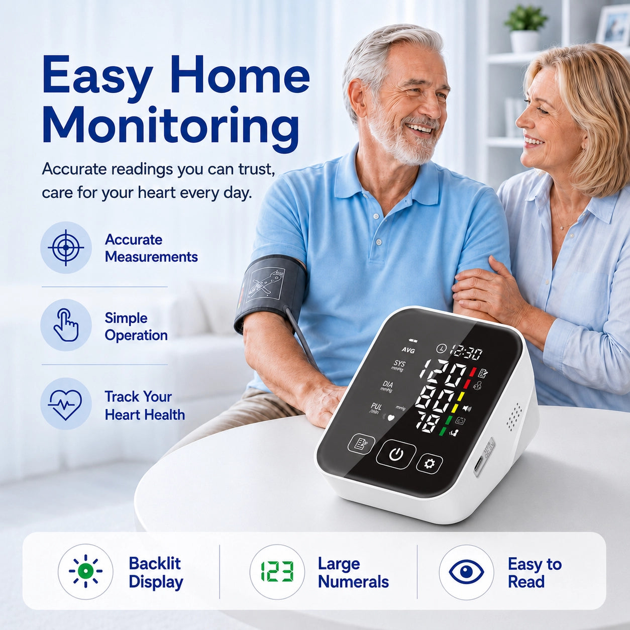 LP07B High-Contrast Screen Blood Pressure Monitor