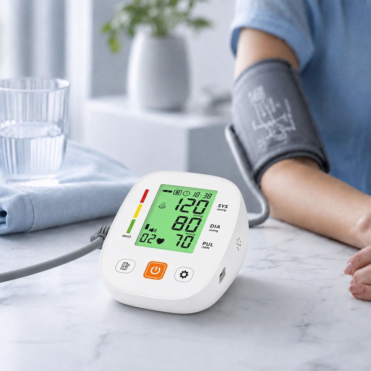 BA-F03 Automatic Blood Pressure Monitor with 3-Color Backlight
