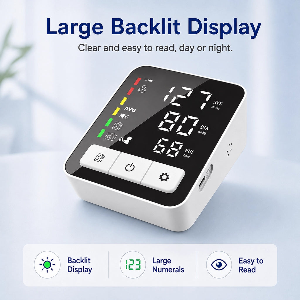 Ningbosc BA-E21 Upper Arm Blood Pressure Monitor with Large LED Display, Voice Broadcast & Dual-User Memory
