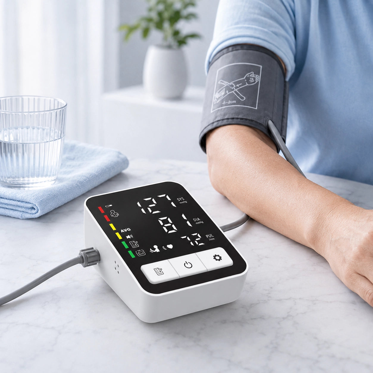 Ningbosc BA-E21 Upper Arm Blood Pressure Monitor with Large LED Display, Voice Broadcast & Dual-User Memory