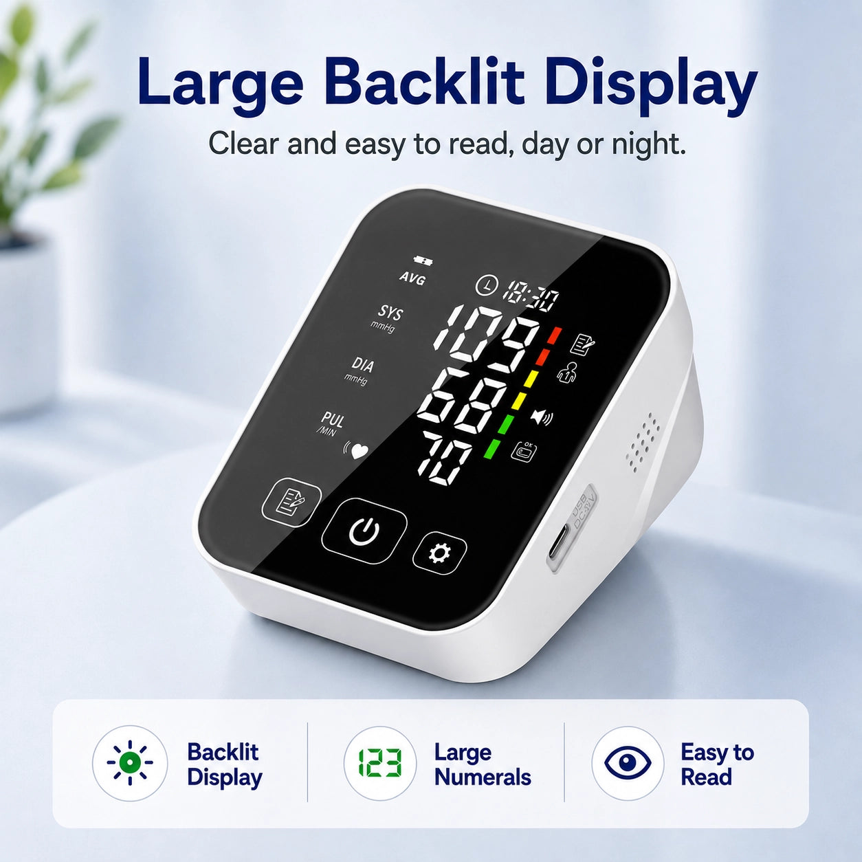 LP07B High-Contrast Screen Blood Pressure Monitor
