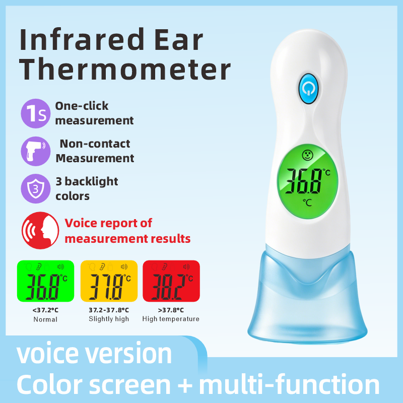 EI01 Digital Ear Thermometer for Babies & Family | 3-Color Backlight