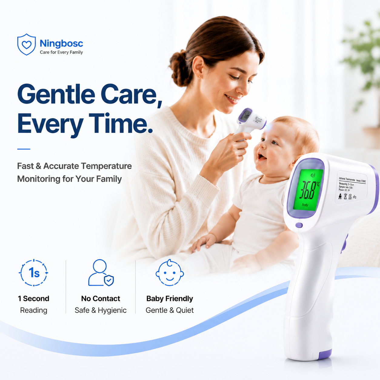 FAMILYPULSE Smart Infrared Thermometer | Safe & Gentle for Family