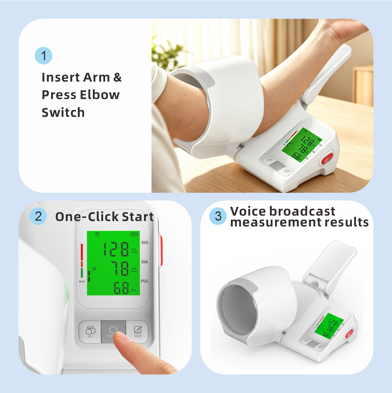 Ningbosc CH-S691L Automatic Upper Arm Blood Pressure Monitor with Arm Tube & One-Touch Measurement