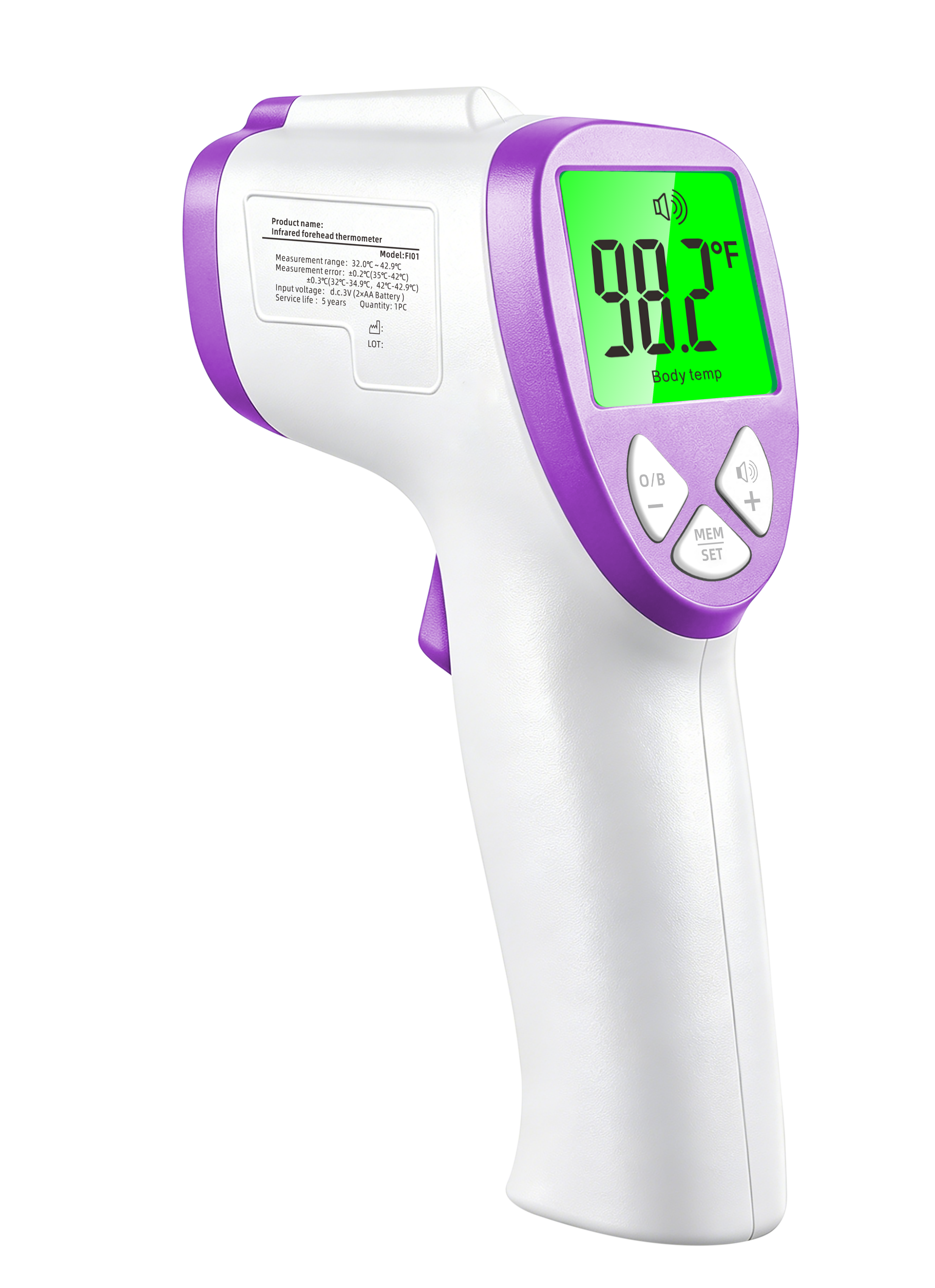 Smart Touchless Baby Thermometer - 1s Silent Reading, 32 Memory & Tri-Color Alarm